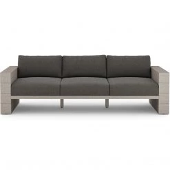 FOUR HANDS LEROY OUTDOOR SOFA: WEATHERED GREY TEAK