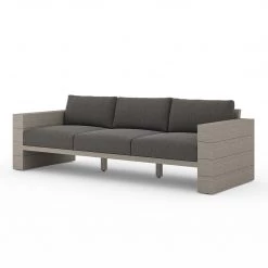 FOUR HANDS LEROY OUTDOOR SOFA: WEATHERED GREY TEAK