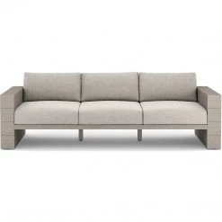FOUR HANDS LEROY OUTDOOR SOFA: WEATHERED GREY TEAK