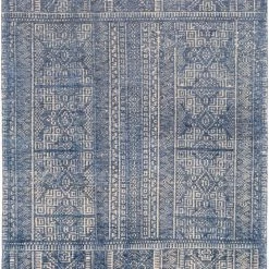 SURYA LIVORNO HAND-KNOTTED VISCOSE+WOOL RUG: STEEL BLUE