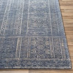 SURYA LIVORNO HAND-KNOTTED VISCOSE+WOOL RUG: STEEL BLUE
