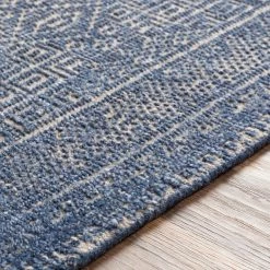 SURYA LIVORNO HAND-KNOTTED VISCOSE+WOOL RUG: STEEL BLUE
