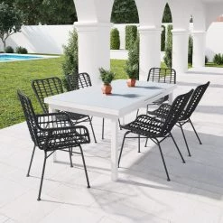 ZUO Outdoor LYON BLACK WICKER DINING CHAIR | SET OF 2