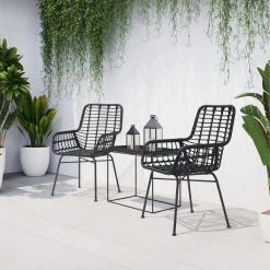 ZUO Outdoor LYON BLACK WICKER DINING CHAIR | SET OF 2