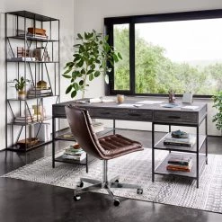 FOUR HANDS Office MALIBU WHISKEY LEATHER DESK CHAIR 8 FOUR HANDS Office MALIBU WHISKEY LEATHER DESK CHAIR