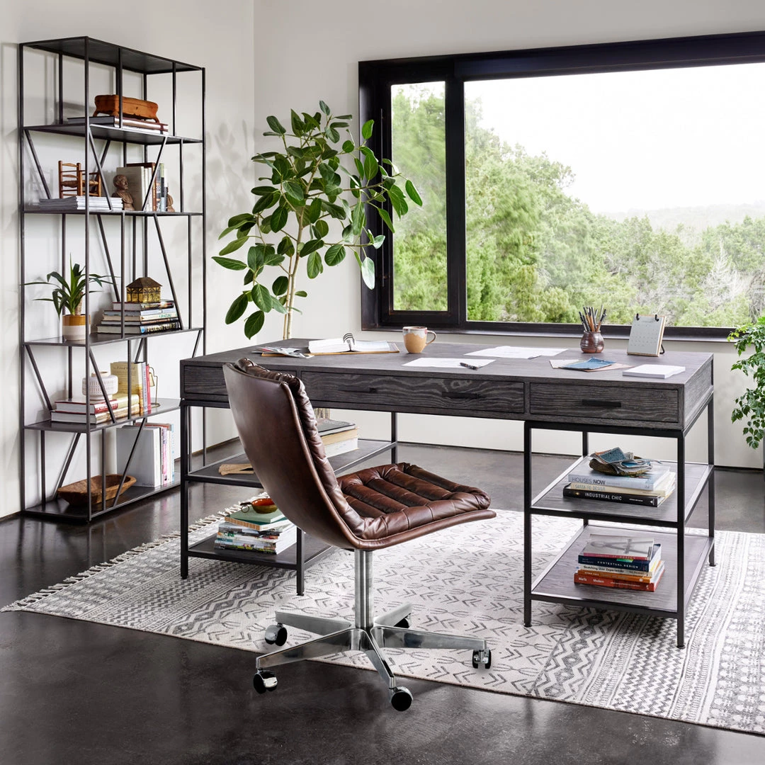 FOUR HANDS Office MALIBU WHISKEY LEATHER DESK CHAIR 3 FOUR HANDS Office MALIBU WHISKEY LEATHER DESK CHAIR