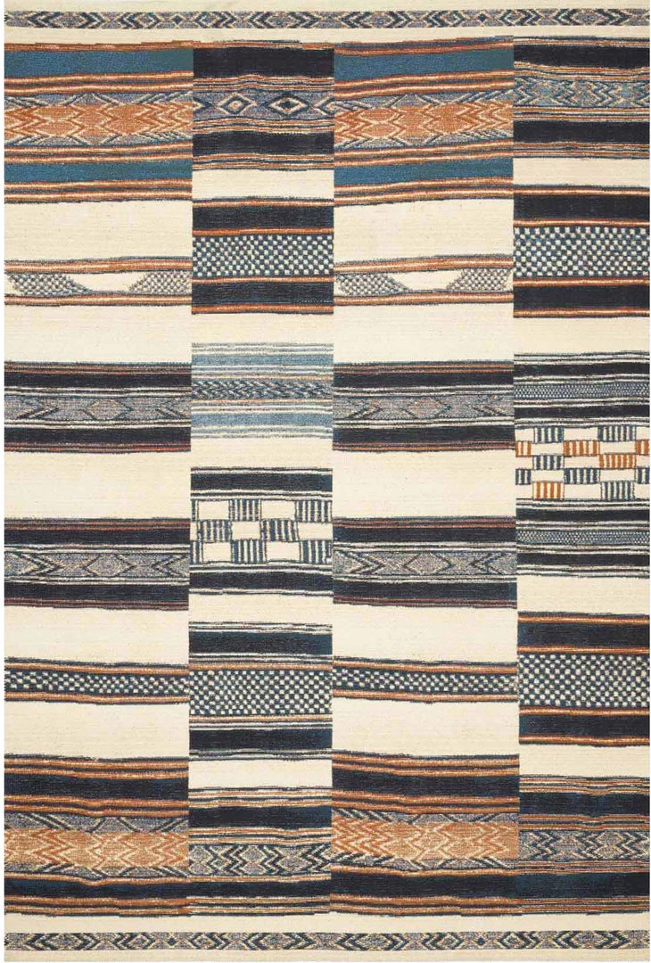 LOLOI MIKA 04 INDOOR-OUTDOOR RUG: IVORY, BLUE, ORANGE 1 LOLOI MIKA 04 INDOOR-OUTDOOR RUG: IVORY, BLUE, ORANGE