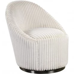 UTTERMOST MINKA FLUTED IVORY SHERPA CHENILLE SWIVEL CHAIR