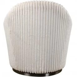 UTTERMOST MINKA FLUTED IVORY SHERPA CHENILLE SWIVEL CHAIR