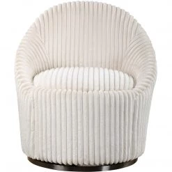 UTTERMOST MINKA FLUTED IVORY SHERPA CHENILLE SWIVEL CHAIR