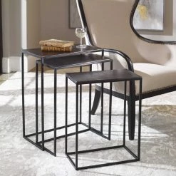 UTTERMOST MOJO METALLIC SLAB NESTING TABLES