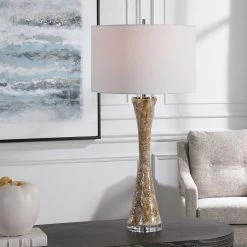 UTTERMOST MOTTLED AMBER GLAZE CERAMIC LAMP