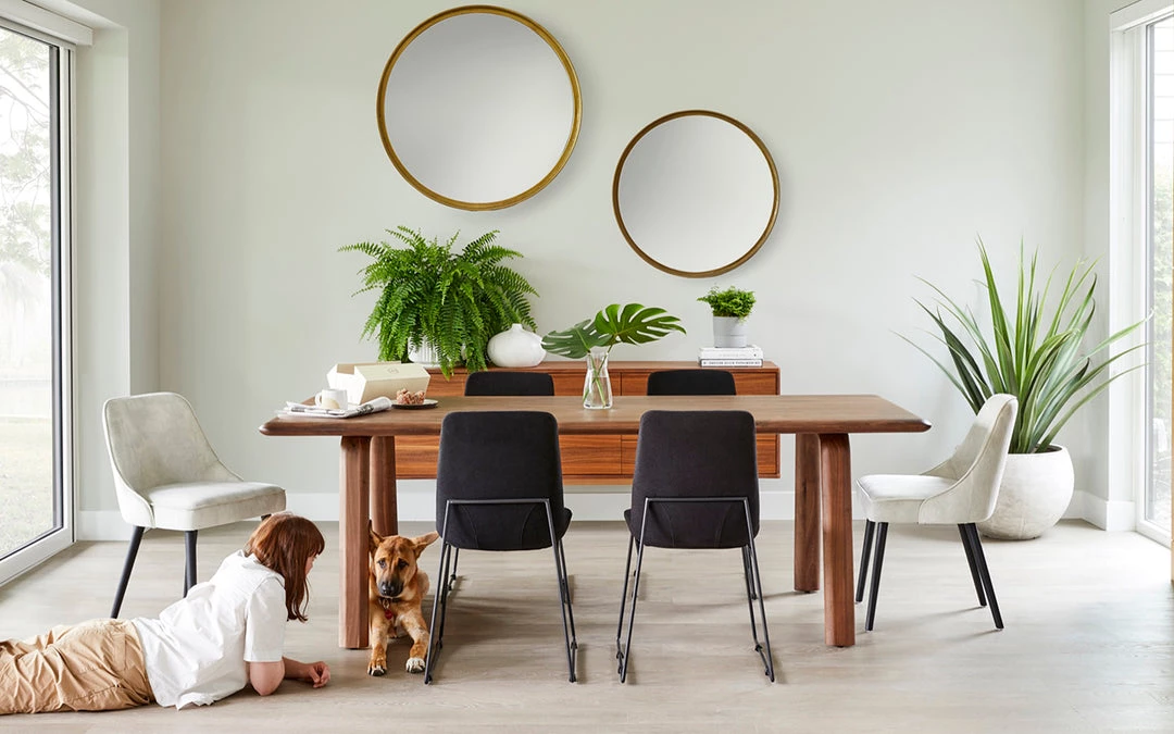 MOES MALIBU WALNUT WOOD DINING TABLE 8 MOES MALIBU WALNUT WOOD DINING TABLE