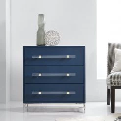 HOOKER LESSON BLUE LEATHER THREE DRAWER CHEST Furniture