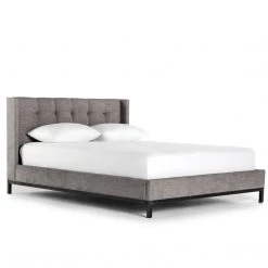 FOUR HANDS Furniture NEWHALL HARBOR GRAY UPHOLSTERED BED