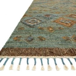 LOLOI OWEN 04 JUTE + WOOL FLAT RUG: SEA GREEN
