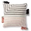 LOLOI Pillows + Poufs DINA WHITE COTTON EMBROIDERED ACCENT PILLOW
