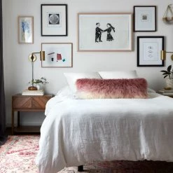 LOLOI Pillows + Poufs DUSTY ROSE HOMBRE FAUX SHERPA PILLOW