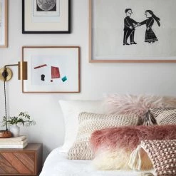 LOLOI Pillows + Poufs DUSTY ROSE HOMBRE FAUX SHERPA PILLOW