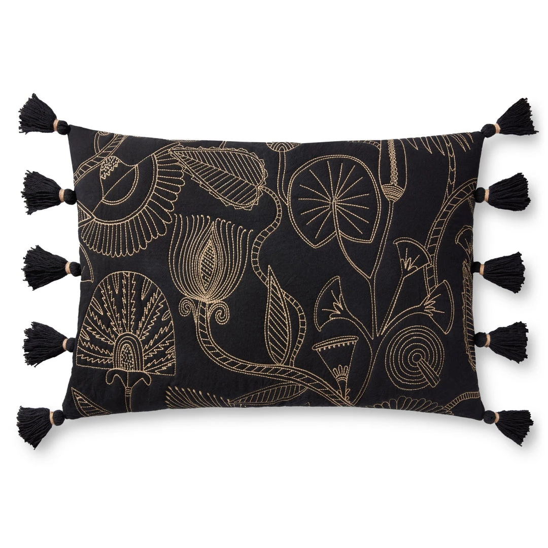 LOLOI Pillows + Poufs LEAVES & VINES EMBROIDERED LUMBAR PILLOW 1 LOLOI Pillows + Poufs LEAVES & VINES EMBROIDERED LUMBAR PILLOW