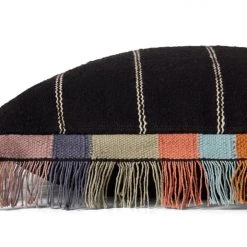 LOLOI CARMEN BLACK MULTI FRINGE EDGE THROW PILLOW
