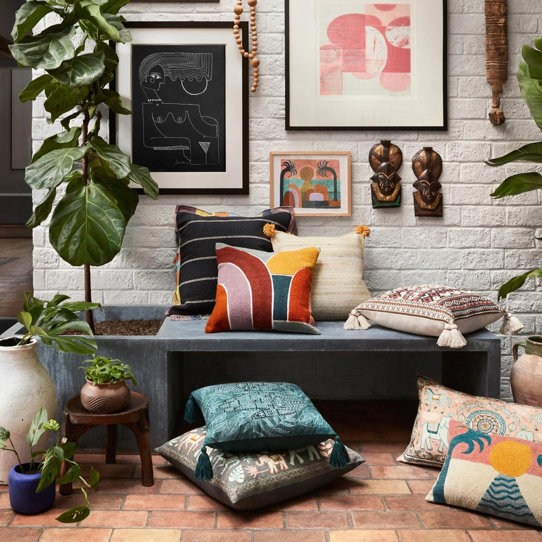 LOLOI CARMEN BLACK MULTI FRINGE EDGE THROW PILLOW 3 LOLOI CARMEN BLACK MULTI FRINGE EDGE THROW PILLOW