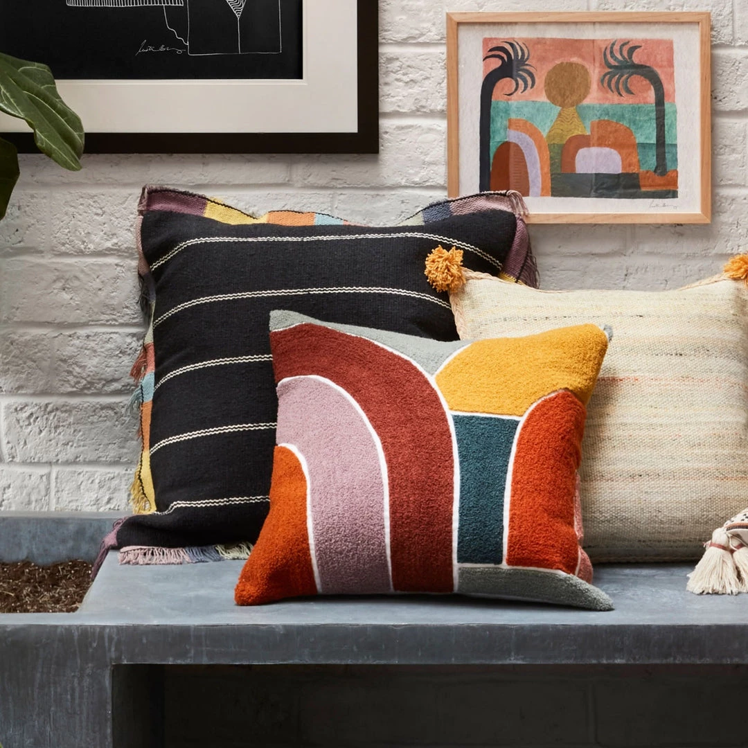 LOLOI CARMEN BLACK MULTI FRINGE EDGE THROW PILLOW 4 LOLOI CARMEN BLACK MULTI FRINGE EDGE THROW PILLOW