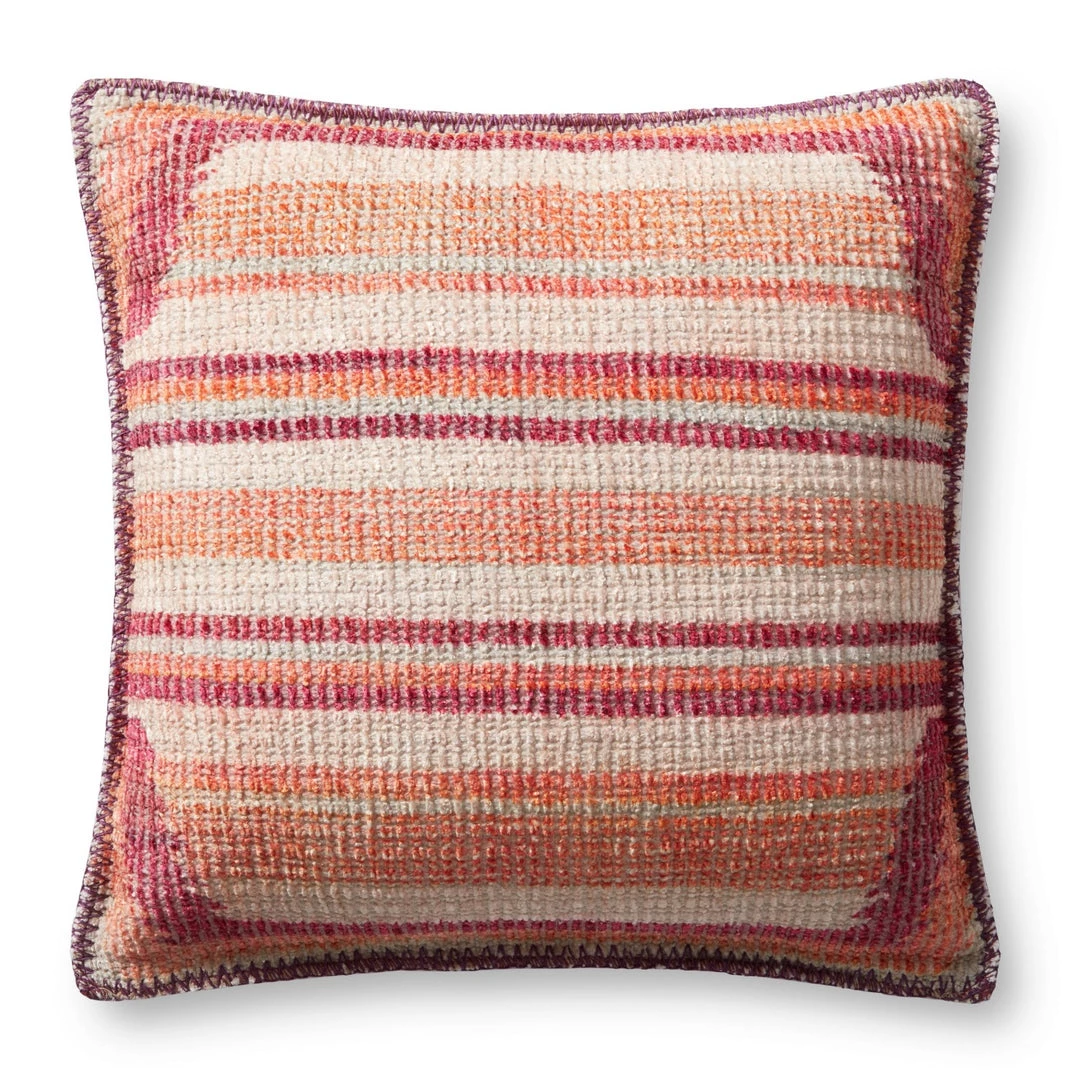 LOLOI Pillows + Poufs SUNKIST PINK BLANKET STITCH THROW PILLOW 1 LOLOI Pillows + Poufs SUNKIST PINK BLANKET STITCH THROW PILLOW
