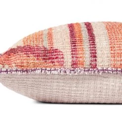 LOLOI Pillows + Poufs SUNKIST PINK BLANKET STITCH THROW PILLOW