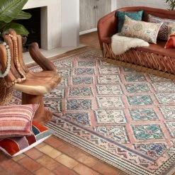 LOLOI Pillows + Poufs SUNKIST PINK BLANKET STITCH THROW PILLOW 7 LOLOI Pillows + Poufs SUNKIST PINK BLANKET STITCH THROW PILLOW