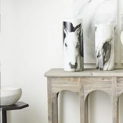 CYAN Pillows + Decor PAINTED STALLION BLACK + WHITE VASE