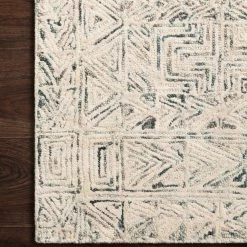 LOLOI PEREGRINE HAND-TUFTED WOOL RUG: IVORY, DENIM