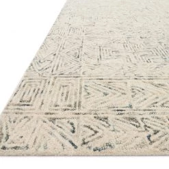 LOLOI PEREGRINE HAND-TUFTED WOOL RUG: IVORY, DENIM