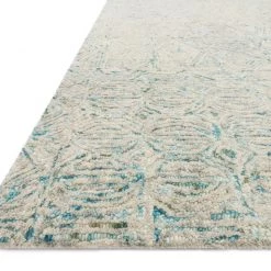 LOLOI PEREGRINE HAND-TUFTED WOOL RUG: AQUA