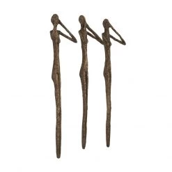 PHILLIPS COLLECTION Wall Sculptures + Decor SEE, SPEAK, HEAR NO EVIL WALL ART RESIN BRONZE, SET OF 3