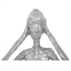 PHILLIPS COLLECTION SEE, SPEAK, HEAR NO EVIL WALL ART RESIN SILVER LEAF, SET OF 3