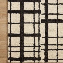 LOLOI POLLY HAND-TUFTED WOOL + JUTE RUG: BLACK, IVORY