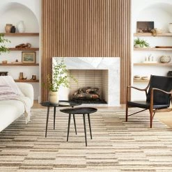 LOLOI POLLY HAND-TUFTED WOOL + JUTE RUG: BEIGE, TOBACCO