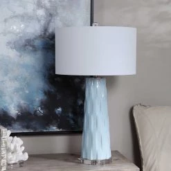UTTERMOST POWDER BLUE GLAZED CERAMIC TABLE LAMP