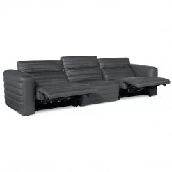 HOOKER Living Room CHATELIAN POWER RECLINER LEATHER SOFA: STATELY GREY