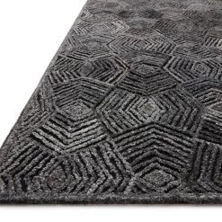 LOLOI PRESCOTT POLYESTER, WOOL + VISCOSE RUG: CHARCOAL