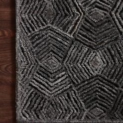 LOLOI PRESCOTT POLYESTER, WOOL + VISCOSE RUG: CHARCOAL