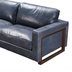MOES Furniture NIKOLY LEATHER SOFA: MIDNIGHT BLUE