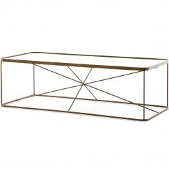 FOUR HANDS RADIATE BRASS IRON + GLASS TOP COFFEE TABLE Furniture