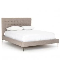 FOUR HANDS RENNIE TUFTED PLATFORM BED: SAVILE FLANNEL