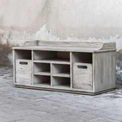 UTTERMOST Living Room RUSTIC WHITE STORAGE BENCH