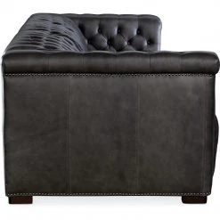 HOOKER SAVION GRANDIER TUFTED LEATHER SOFA: BELLAGIO GRAVEL