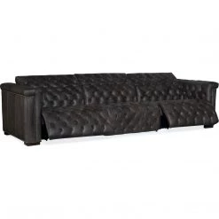 HOOKER SAVION GRANDIER TUFTED LEATHER SOFA: BELLAGIO GRAVEL