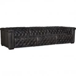 HOOKER SAVION GRANDIER TUFTED LEATHER SOFA: BELLAGIO GRAVEL