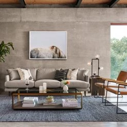 FOUR HANDS Living Room SHAGREEN SHADOW BOX COFFEE TABLE: ANTIQUE BRASS